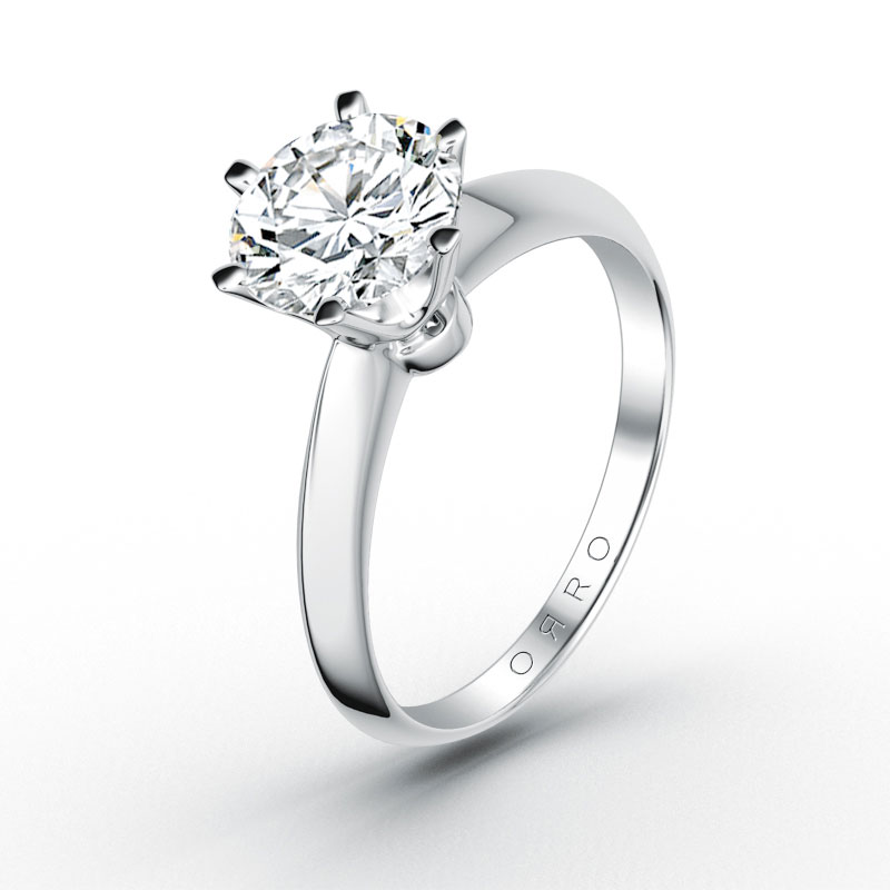ORRO Classic 6 Prongs Solitaire Ring (2.00ct) in 18K Yellow Gold