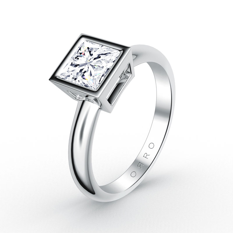ORRO Princess Bezel Set Solitaire Ring