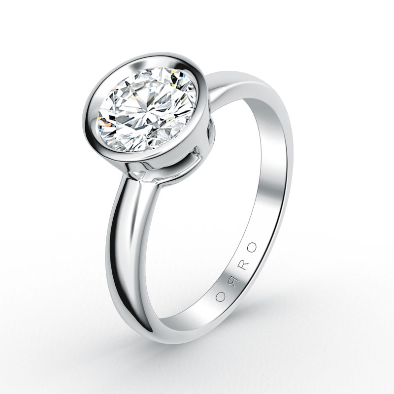 ORRO Classic Bezel Set Solitaire Ring (0.50ct) in 18K White Gold