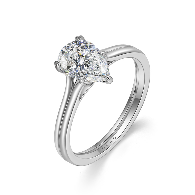 ORRO Lorrina I Pear Ring (Double Band) in 18K White Gold