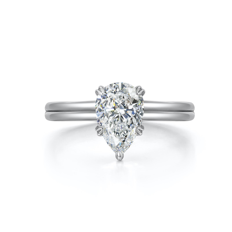 ORRO Lorrina I Pear Ring (Double Band) in 18K White Gold