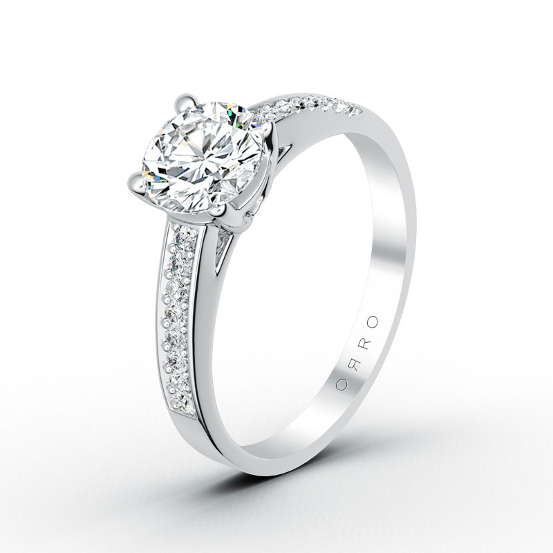 ORRO Cathedral-Mount Solitaire with Half-Paved Ring Band