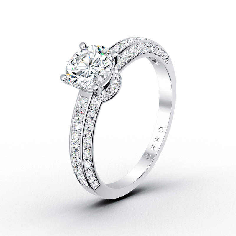 ORRO Completely Half Paved Brilliant Solitaire Ring