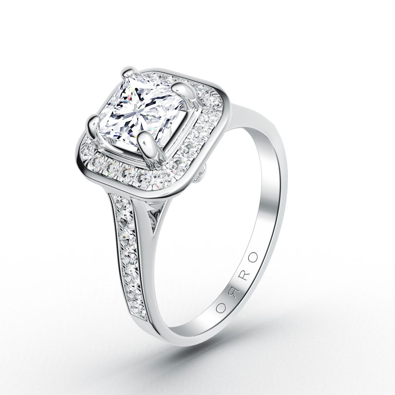 ORRO Paved Setting Asscher Cut Ring