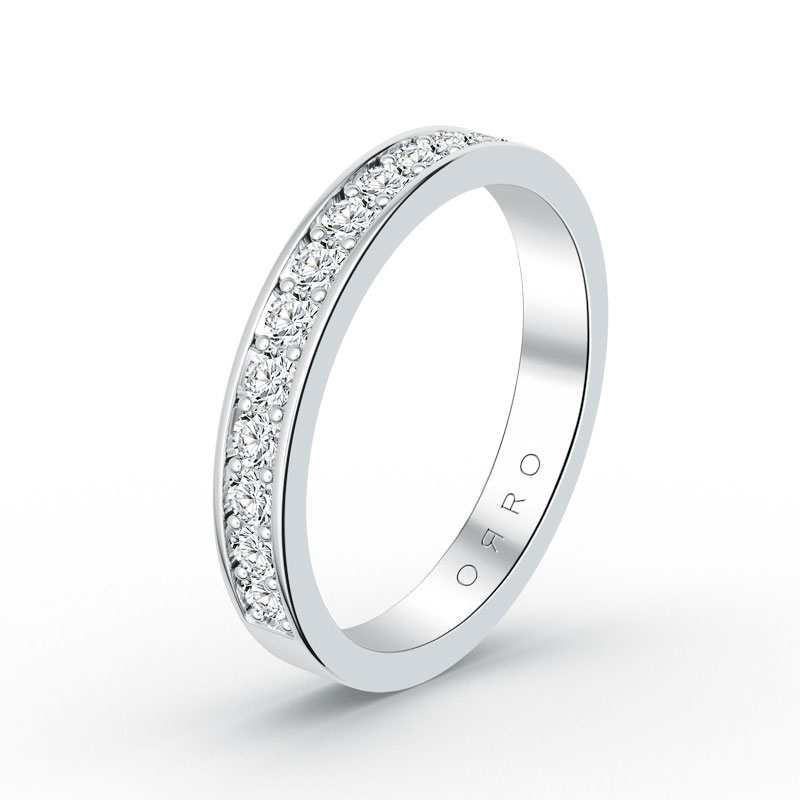 ORRO Royal Half Eternity Ring (Thinner Band) in 18K White Gold