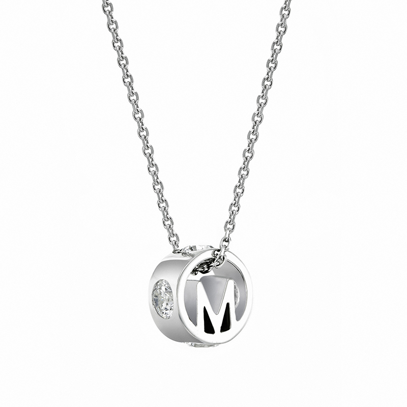 The ORRO Colette Initials Pendent (Brilliance) in 18K White Gold