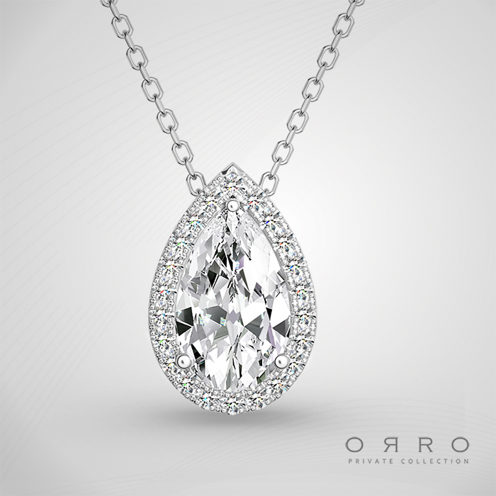 ORRO Encrusted Pear Pendant