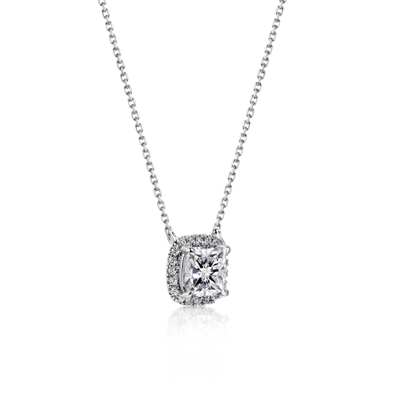 ORRO Brilliant Cushion Halo Pendant (1.45ct)