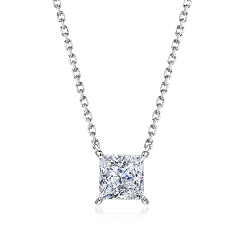 ORRO Classic Princess Cut Pendant (1.75ct) in 18K Rose Gold