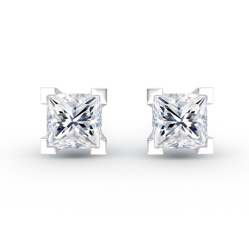 ORRO Cufflinked Earrings (1.25ct stone each side) in 18K White Gold