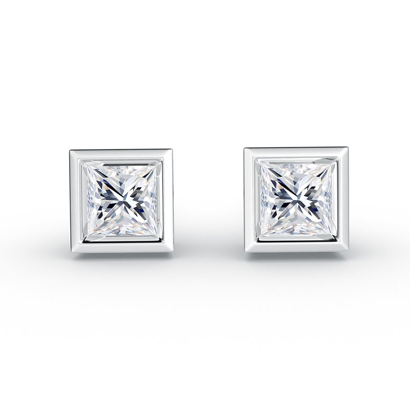 ORRO Pictureframe Earrings (0.50ct stone on each side)