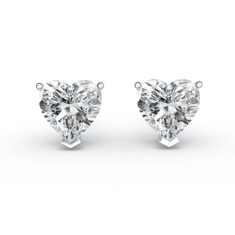 ORRO Raised Heart Earrings (0.5ct each side) in 18K Yellow Gold