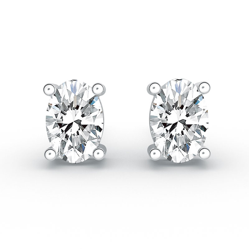 ORRO Prongs All Oval Earrings (1.25ct stone on each side) in 18K Yellow Gold