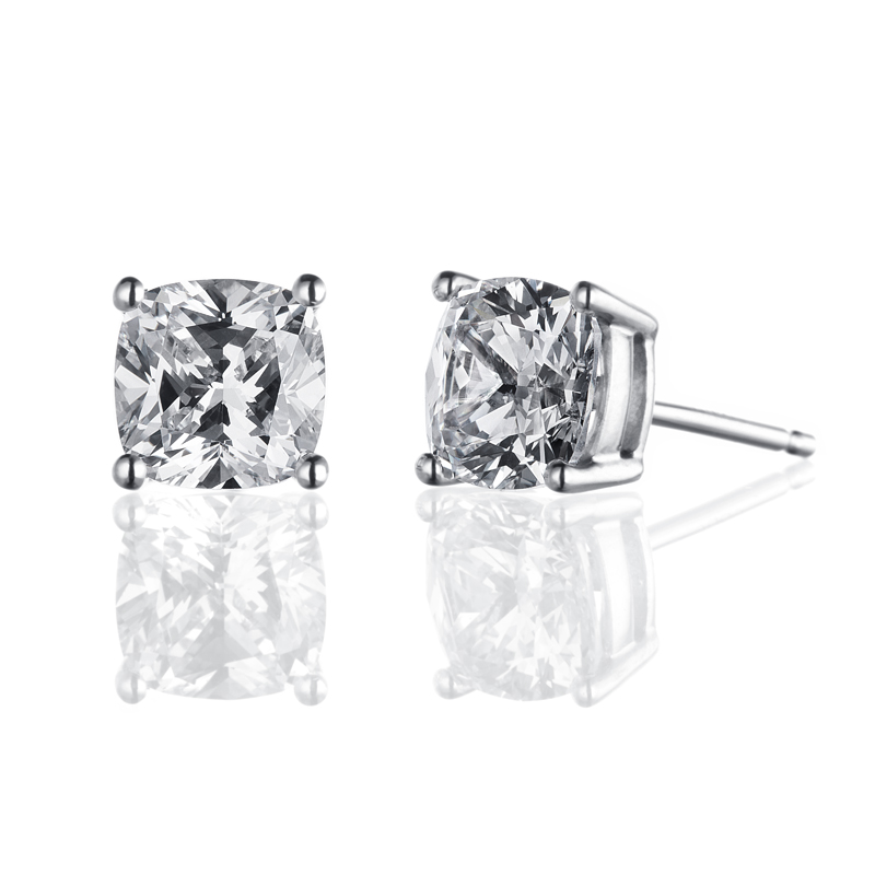 ORRO Classic Cushion Solitaire Earrings (1.0ct on each side)