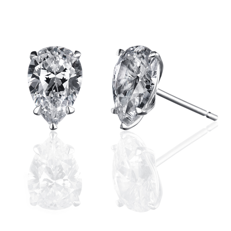 ORRO Tear-drop Solitaire Earrings (1.50ct on each side)