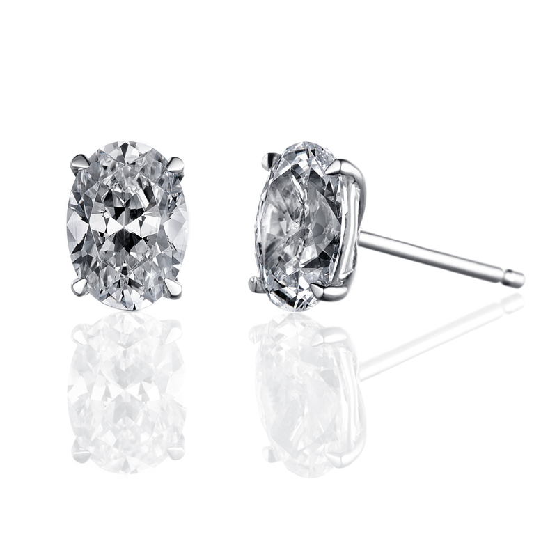 ORRO Classic Oval Solitaire Earrings (1.0ct on each side)