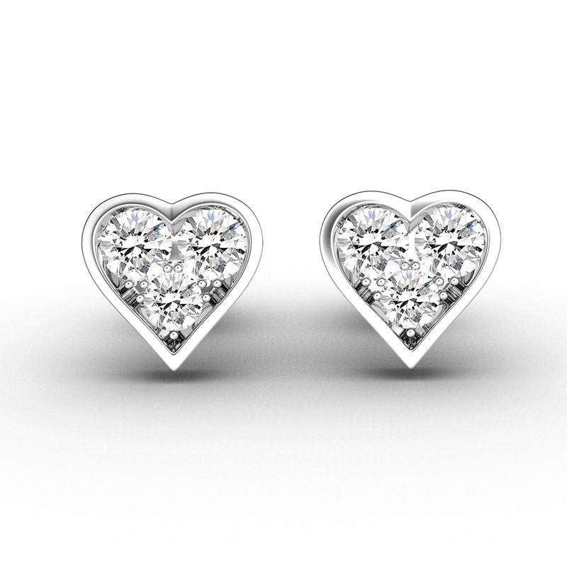 ORRO Heart Cage Stud Earrings (Large) in 18K Rose Gold