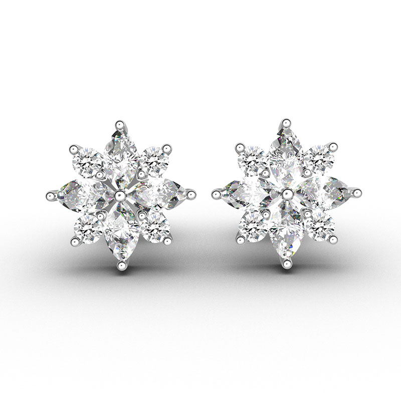 ORRO Flora Finish Stud Earrings in 18K White Gold