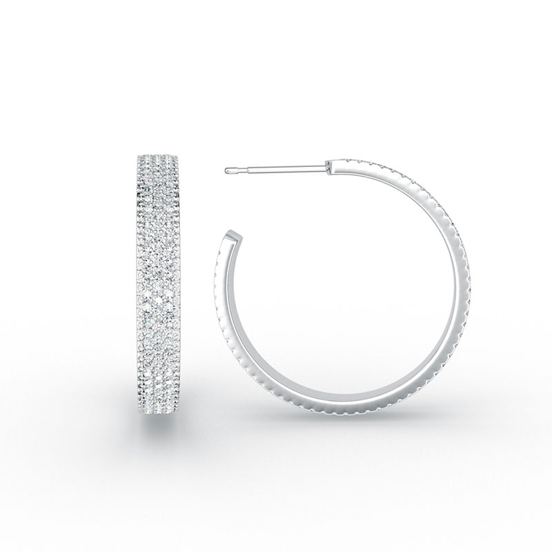 ORRO Triple Paved Loop Earrings in 18K Rose Gold