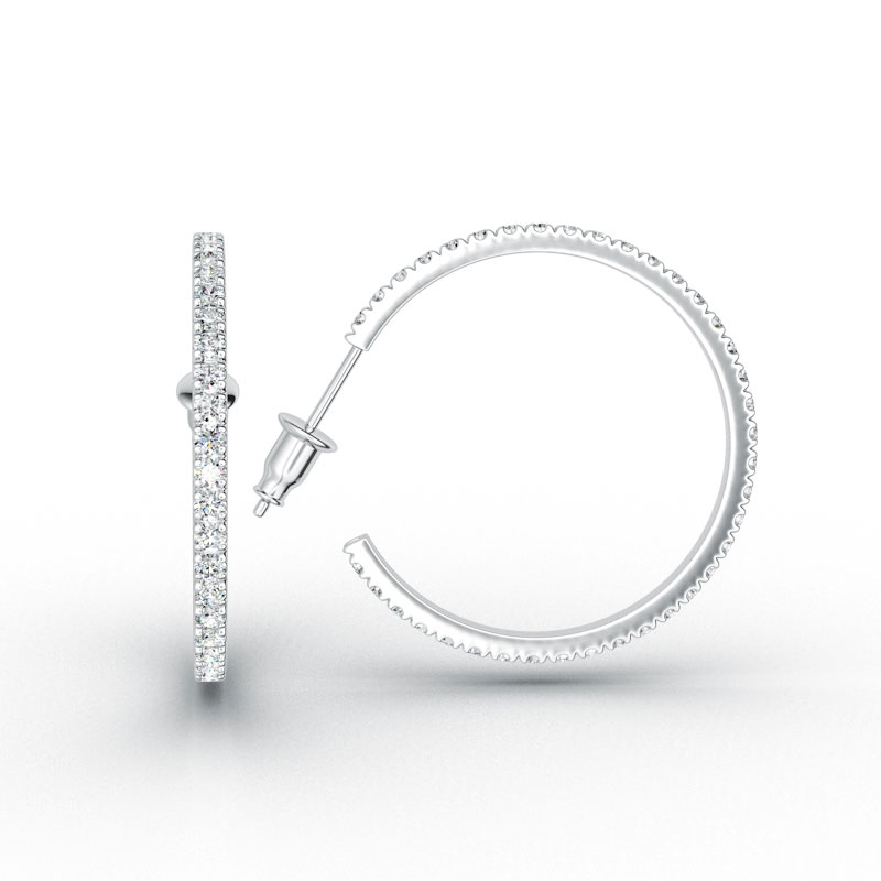 ORRO Classic Dazzling Hoop Earrings in 18K White Gold