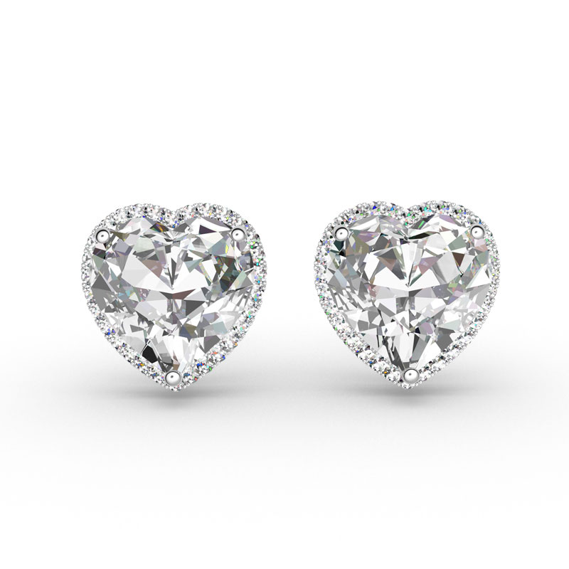 ORRO Bejeweled Heart Earrings (1.0ct stone on each side) in 18K Rose Gold