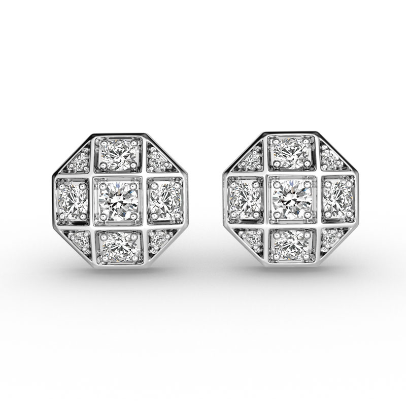 ORRO Cufflink-Inspired Earrings in 18K White Gold